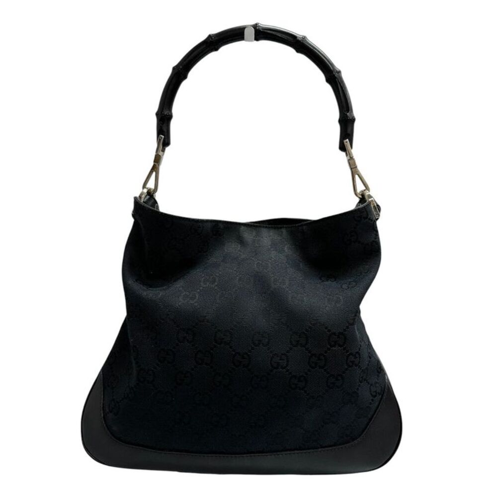 Gucci Bamboo GG Canvas Leather Shoulder Bag